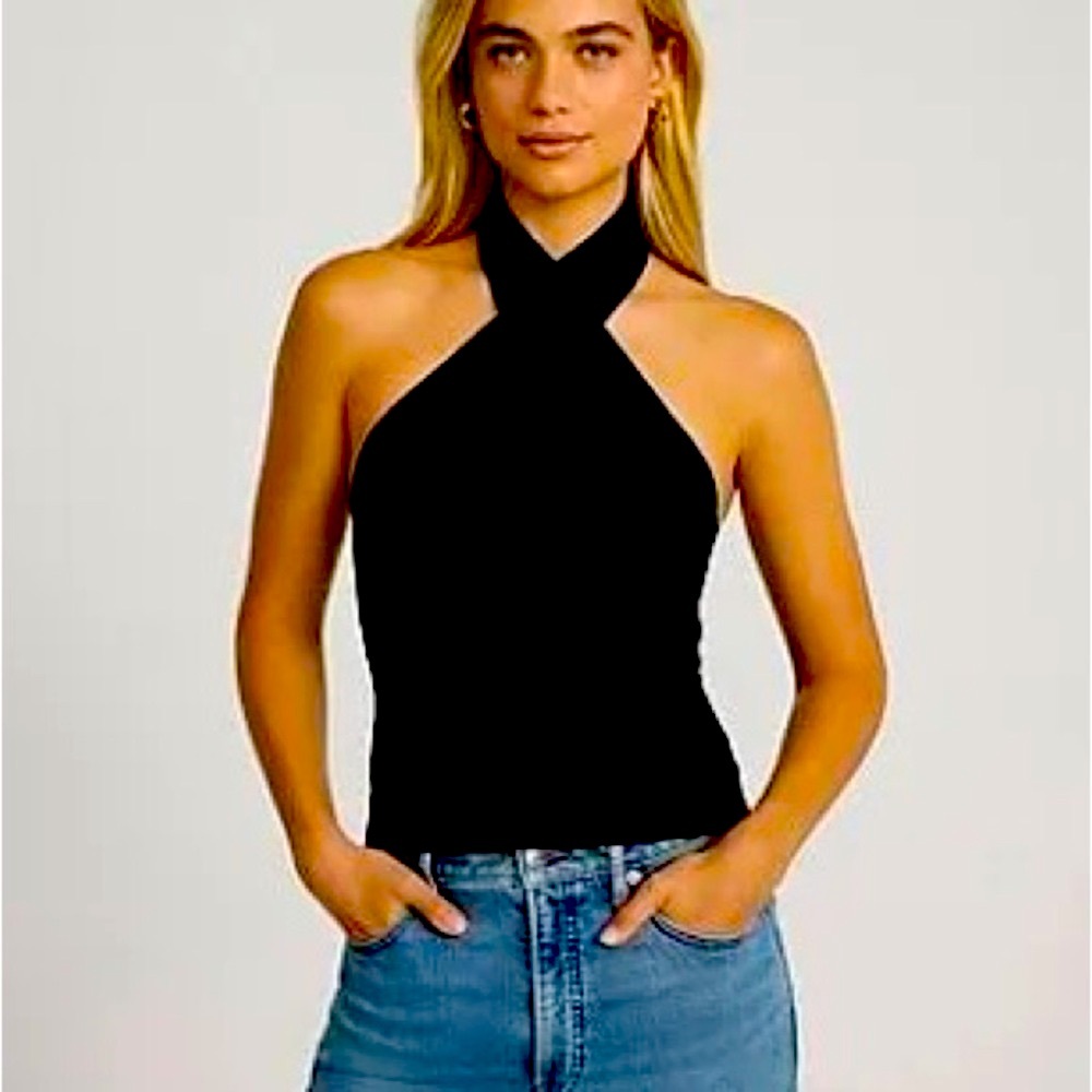 BY LULUS BLACK HALTER CROP TOP BY LULUS! - Picture 2 of 5